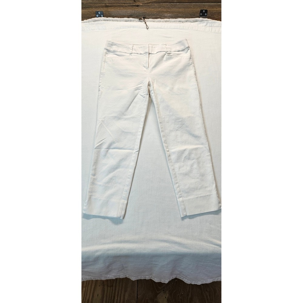 Loft The Riviera Pant Womens 4 White Cropped Stretch Cotton Trousers Slit Hem